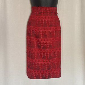 Rifat Ozbek 90's Rare Vintage Red Pencil Skirt